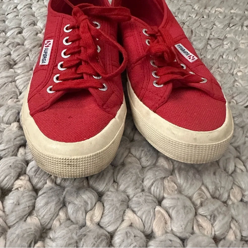 Superga 2750 Cotu Classic Sneaker Women 8‎ Low Top Red White Canvas Casual Shoes